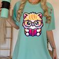 Adorable Book Lover Persian Cat With Reading Glasses Cute Women's Comfort Colors T-Shirt Violet Adorable Book Lover Persian Cat With Reading Glasses Cute Women's Comfort Colors T-Shirt Violet