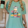 Adorable Donkey With Heart Sitting On Colorful Book Stack Women's Comfort Colors T-Shirt Violet