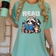 Animals Raccoon Reading Book Librarian Across America Kids Women's Comfort Colors T-Shirt Violet