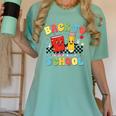 Back To School Checkered Book Pencil Groovy Teacher Student Women's Comfort Colors T-Shirt Violet Back To School Checkered Book Pencil Groovy Teacher Student Women's Comfort Colors T-Shirt Violet