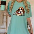 Basset Hound Books Dog Breed Graphic Women's Comfort Colors T-Shirt Violet