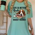 Basset Hound Dog Breed Life Is Better With Books And a For Men Women Girls Kids Women's Comfort Colors T-Shirt Violet