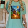 Bigfoot And Alien Reading Books Campfire Halloween Women's Comfort Colors T-Shirt Violet Bigfoot And Alien Reading Books Campfire Halloween Women's Comfort Colors T-Shirt Violet
