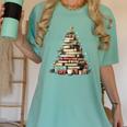 Book Christmas Tree Books Lovers Xmas Teacher Men Women Kids Women's Comfort Colors T-Shirt Violet
