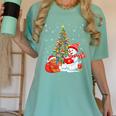 Book Christmas Tree Bookworm Gingerbread Man Snowman Reading Women's Comfort Colors T-Shirt Violet