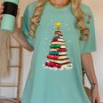 Book Christmas Tree Book Lover Teacher Librarian Women's Comfort Colors T-Shirt Violet Book Christmas Tree Book Lover Teacher Librarian Women's Comfort Colors T-Shirt Violet