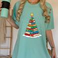 Book Christmas Tree Xmas Lights Book Lover Teacher Librarian Women's Comfort Colors T-Shirt Violet