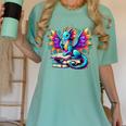 Book Dragon Reading Women's Comfort Colors T-Shirt Violet Book Dragon Reading Women's Comfort Colors T-Shirt Violet