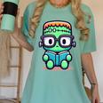 Book Lover Frankenstein's Monster With Reading Glasses Women's Comfort Colors T-Shirt Violet