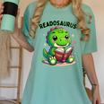 Book Lover Reading Dinosaur Readosaurus Library Women's Comfort Colors T-Shirt Violet Book Lover Reading Dinosaur Readosaurus Library Women's Comfort Colors T-Shirt Violet
