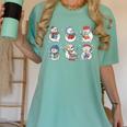 Book Lover Teacher Snowman Reading Books Christmas Winter Women's Comfort Colors T-Shirt Violet