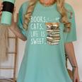 Book Lovers Books Cats Life Is Sweet Cat Lover Women's Comfort Colors T-Shirt Violet Book Lovers Books Cats Life Is Sweet Cat Lover Women's Comfort Colors T-Shirt Violet