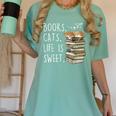 Book Lovers Books Cats Life Is Sweet Cat Lovers Women's Comfort Colors T-Shirt Violet Book Lovers Books Cats Life Is Sweet Cat Lovers Women's Comfort Colors T-Shirt Violet