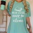 Book Lovers Never Go To Bed Alone Bibliophile Humor Women's Comfort Colors T-Shirt Violet