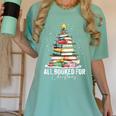 All Booked For Christmas Coquette Books Teacher Xmas Tree Women's Comfort Colors T-Shirt Violet All Booked For Christmas Coquette Books Teacher Xmas Tree Women's Comfort Colors T-Shirt Violet