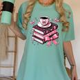 All Booked For Valentine's Teacher Coquette Bow Coffee Book Women's Comfort Colors T-Shirt Violet All Booked For Valentine's Teacher Coquette Bow Coffee Book Women's Comfort Colors T-Shirt Violet