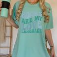 Books Are My Love Language Retro Book Quote Women's Comfort Colors T-Shirt Violet Books Are My Love Language Retro Book Quote Women's Comfort Colors T-Shirt Violet