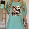 Books Are My Love Language Retro Groovy 70s Book Lover Women's Comfort Colors T-Shirt Violet