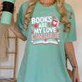 Books Are My Love Language Valentines Book Lover Teacher Women's Comfort Colors T-Shirt Violet Books Are My Love Language Valentines Book Lover Teacher Women's Comfort Colors T-Shirt Violet