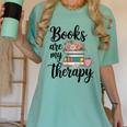 Books Are My Therapy Coffee Books Flowers Bookish Book Lover Women's Comfort Colors T-Shirt Violet