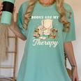 Books Are My Therapy Cozy Reading Chair Artwork Women's Comfort Colors T-Shirt Violet