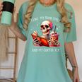 I Like My Books Spicy And My Coffee Icy Skeleton Women's Comfort Colors T-Shirt Violet I Like My Books Spicy And My Coffee Icy Skeleton Women's Comfort Colors T-Shirt Violet