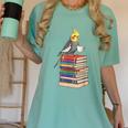 Bookworm Cockatiel Bird Reading Books Drinking Coffee Lover Women's Comfort Colors T-Shirt Violet