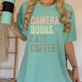 Camera Books Cats And Coffee Lover Photography Men Women Women's Comfort Colors T-Shirt Violet Camera Books Cats And Coffee Lover Photography Men Women Women's Comfort Colors T-Shirt Violet