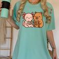 Capybara Axolotl Kawaii Kids Anime Book Lover Reading Women's Comfort Colors T-Shirt Violet