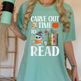 Carve Out Time To Read Halloween Ghost Books Raglan Baseball Tee Women's Comfort Colors T-Shirt Violet