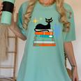 Cat And Books Retro Midcentury Mid Century Aesthetic Women's Comfort Colors T-Shirt Violet Cat And Books Retro Midcentury Mid Century Aesthetic Women's Comfort Colors T-Shirt Violet