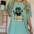 Cat Reading Book Women's Comfort Colors T-Shirt Violet