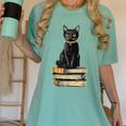 Cat Sitting On Books Women's Comfort Colors T-Shirt Violet