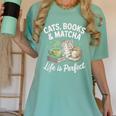 Cats Books And Matcha Life Is Perfect Green Tea Matcha Women's Comfort Colors T-Shirt Violet Cats Books And Matcha Life Is Perfect Green Tea Matcha Women's Comfort Colors T-Shirt Violet