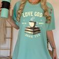 Christian Bookworm Love God Read Books Drink Tea Women's Comfort Colors T-Shirt Violet