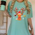 Christmas Librarian Reindeer Xmas Book Teachers Love Reading Women's Comfort Colors T-Shirt Violet