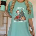 Christmas Outfit I Prefer Halloween Book Reading Skeleton Women's Comfort Colors T-Shirt Violet