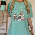 Christmas A Penguin Reading Book Snowflake Cocoa Hot Teacher Women's Comfort Colors T-Shirt Violet Christmas A Penguin Reading Book Snowflake Cocoa Hot Teacher Women's Comfort Colors T-Shirt Violet