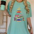 Christmas Tree Made Of Books Librarian Reader Holiday Women's Comfort Colors T-Shirt Violet