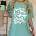 Coffee Cats & Books Reading Book Lover Reader Women's Comfort Colors T-Shirt Violet Coffee Cats & Books Reading Book Lover Reader Women's Comfort Colors T-Shirt Violet