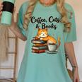 Coffee Cats And Books Lover For Women & Girls Coffee Women's Comfort Colors T-Shirt Violet Coffee Cats And Books Lover For Women & Girls Coffee Women's Comfort Colors T-Shirt Violet