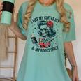 I Like My Coffee ICY & My Books Spicy For Book Lovers Women's Comfort Colors T-Shirt Violet I Like My Coffee ICY & My Books Spicy For Book Lovers Women's Comfort Colors T-Shirt Violet