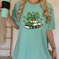 Coquette Bow Books St Patrick's Shamrock Bookworm Librarian Women's Comfort Colors T-Shirt Violet