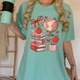 Coquette Teacher School Supplies Bows Books Globe Apple Cute Women's Comfort Colors T-Shirt Violet