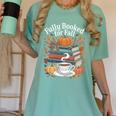Cozy Autumn Books Fully Booked For Fall Books Pumpkin Women's Comfort Colors T-Shirt Violet