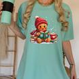Cozy Gingerbread Christmas Reading Book Xmas Snowflakes Fall Women's Comfort Colors T-Shirt Violet