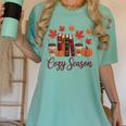Cozy Season Autumn Leaves Books Pumpkins Fall Halloween Women's Comfort Colors T-Shirt Violet Cozy Season Autumn Leaves Books Pumpkins Fall Halloween Women's Comfort Colors T-Shirt Violet