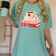 Cute Books And Coffee Crochet Valentines Day Tee For Couples Women's Comfort Colors T-Shirt Violet