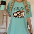 Cute Coffee Cats Books Lover Idea Women Men Kids Women's Comfort Colors T-Shirt Violet