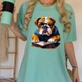 Cute Dog English Bulldog Reading Book Women's Comfort Colors T-Shirt Violet